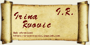 Irina Rvović vizit kartica